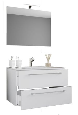VCM Vcm - 3 Piezas Lavabo Lavabo Inferior Gabinete Ancho 60 Cm Muebles De Ba&ntilde;o Juego Colgando Con Un Espejo Caj&oacute;n Badinos (blanco)
