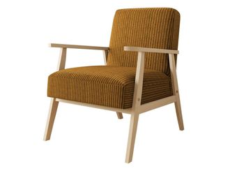 Mirjan24 Sessel Wikez Cord, Polstersessel mit Holzarmlehne, Lehnstuhl, Holz Stuhl, Retro Sessel, Sitzm&ouml;bel Wohnzimmer (Poso 01)