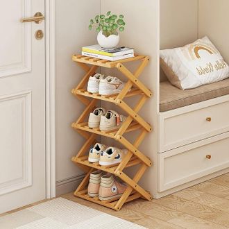 OEM Zapatero Plegable, Organizador Vertical De Zapatos De Bamb&uacute;, Alto Para Espacios Peque&ntilde;os, Zapatero Estrecho Multifuncional Para Entrada, Dormitorio Y 