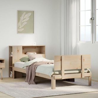 vidaXL Cama Con Estanter&iacute;a Sin Colch&oacute;n Madera Maciza De Pino 90x190 Cm Vidaxl