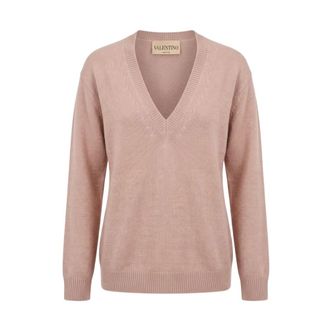 Valentino Jersey de Cachemira con Cuello en V - Knitwear - Mujer - Rosa - M
