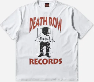 Wacko Maria Men s Death Row Record Washed Heavy Weight T-Shirt White