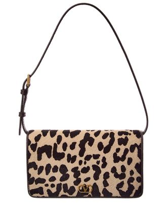 Valentino Vlogo Haircalf & Leather Shoulder Bag