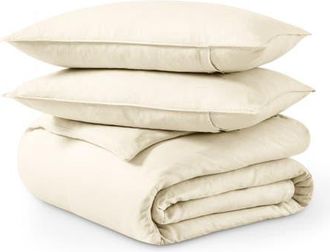 Bare Home 100% European Linen Duvet Cover and Sham Set in Natural at Nordstrom, Size Full