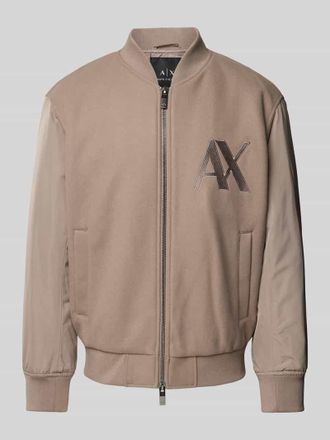A|X Armani Exchange Bomberjacke mit Label-Stitching in Beige, Größe S