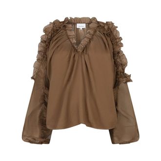 Dante6 Dames, Blouses & Shirts, Bruin, Maat: M Chiffon
