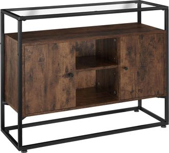 TecTake Aparador de estilo industrial 3 estantes 100x38x80,5 cm madera oscura