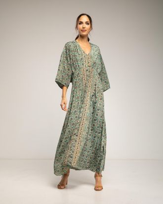 Tantra Maxi-jurk met print, V-hals en elastische taille