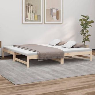 Berkfield Home Pull-out Day Bed 2x(90x200) cm Solid Wood Pine in Brown