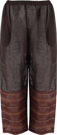 Tory Burch Wide Trousers, female, Brown, L, Linen Beach Pant