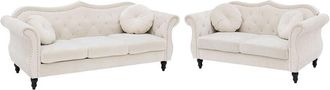 Beliani Living Room Set 5 Seater SKIEN Velvet Beige