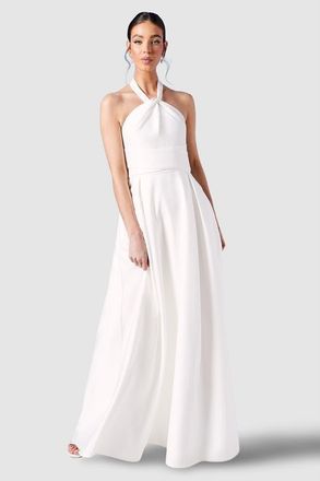Coast Satin Halterneck Wedding Dress in Ivory at Nordstrom, Size 12