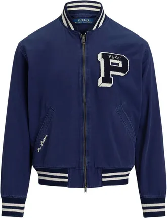 Ralph Lauren Jassen, Heren, Blauw, S, Katoen, Geborduurd Canvas Track Jacket