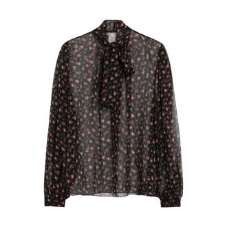 Dolce & Gabbana Overhemden, Dames, Veelkleurig, M, Chiffon, Kleine Chiffon Top met Rozenprint