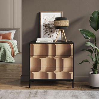 Vicco Cassettiera Eliza, Nero/quercia, 80 x 81.2 cm con 3 cassetti, Vicco