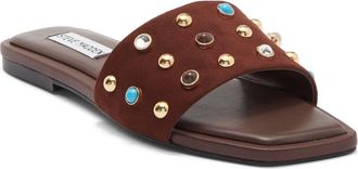 Steve Madden Lettie Studded Slide Sandal in Brown Suede at Nordstrom Rack, Size 7.5