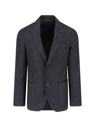 Lardini Black Cotton Single Breasted Blazer
