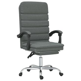 vidaXL Silla De Oficina Reclinable Con Masaje De Tela Gris Oscuro Vidaxl