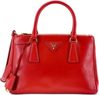 Prada Double Zip Lux Vernice Saffiano Leather Mini tote bag - Rosso