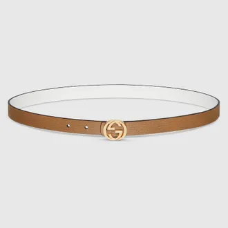 Gucci Reversible Thin Belt, White, Leather