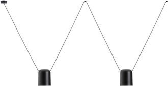 Leds - C4 Leds-c4 Attic - L&aacute;mpara Colgante Decorativa De Techo Negro Mate 2x E27 / 75cm X 200cm