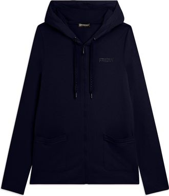 Freddy Felpa Cappuccio Zip con strass e inserto effetto seta