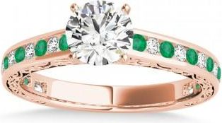 Allurez Emerald & Diamond Channel Set Engagement Ring 14k Rose Gold (0.42ct)