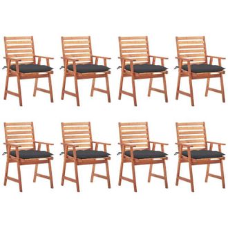 vidaXL Sillas Comedor De Jard&iacute;n Y Cojines 8 Uds Madera Maciza Acacia Vidaxl