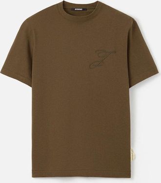 Jacquemus Mens Jacquemus The Logo T Shirt Khaki - Tan - Size: 42