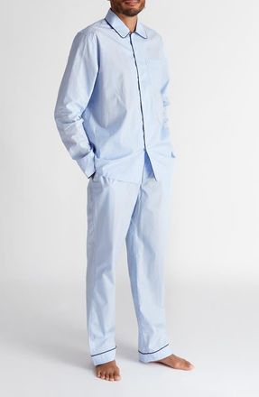 Sleepy Jones Henry Pajama Set in End On End Blue at Nordstrom, Size X-Small