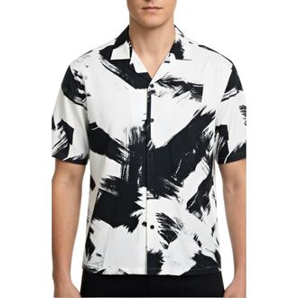 Report Collection Abstract Print Camp Shirt in 01 White at Nordstrom Rack, Size X-Large