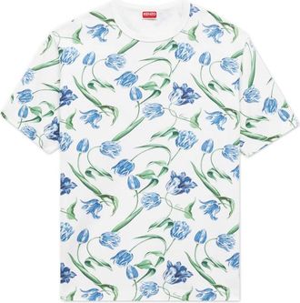 Kenzo Tulip T-shirt - Heren - T-shirts - Wit - L - Katoen - Tops