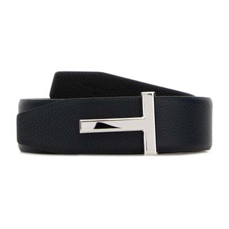 Tom Ford Belts, male, Blue, Size: 100 CM Soft Grain Leather Reversible T Belt 40 mm
