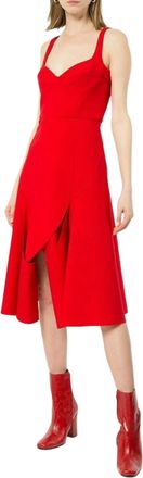Dion Lee Corset Bustier Double Wool Circle Loop Midi Dress In Red