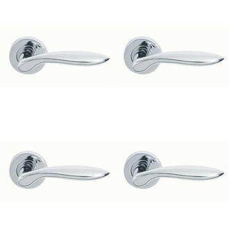 Loops 4x PAIR Smooth Ergonomic Handle on Round Rose Concealed Fix Polished Chrome
