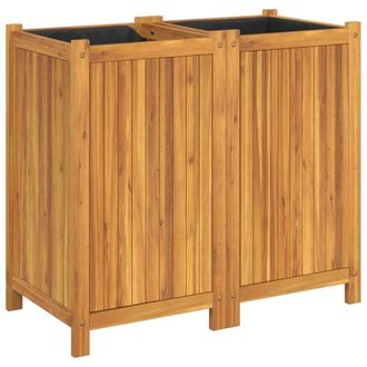 Berkfield Home Garden Planter with Liner 84x42x75 cm Solid Wood Acacia in Brown | Size: 84 x 42 x 75 cm