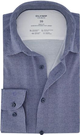 Olymp Blauw overhemd OLYMP body fit lange mouwen jersey