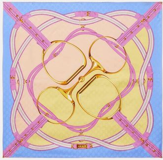 Gucci Sciarpa in jacquard di seta GG Horsebit