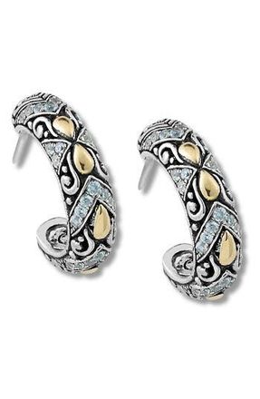 Samuel B. 18K Gold & Sterling Silver Hoop Earrings in White at Nordstrom Rack