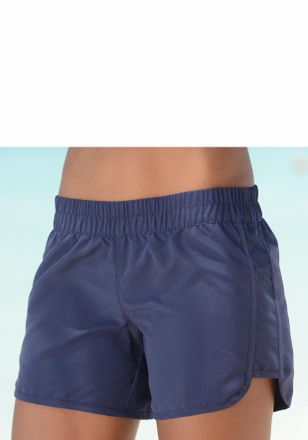 Lascana Badeshorts LASCANA, Damen, Gr. 44, N-Gr, blau (marine), Microfaser, Polyester, unifarben, Badehosen Badeshorts, elastisches B&uuml;ndchen, mit Ges&auml;sstasche