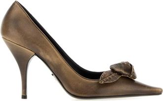 Prada Brown Textured Classic Pumps