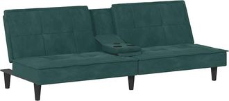 vidaXL Vidaxl - Sof&aacute; Cama Con Portavasos Terciopelo Verde Oscuro