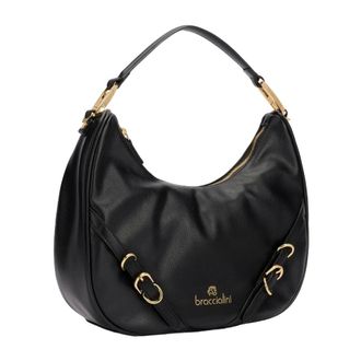 Braccialini Halvmaan Polyester Tas met Gouden Details - Dames - Tassen - Zwart - Maat: ONE Size Poliester