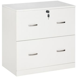 OEM Cajonera De Oficina Con 2 Cajones Para Carpetas Colgantes Con Cerradura Y 2 Llaves 77x42x72 Cm Blanco