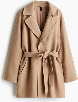 H&M Filzmantel mit Bindegürtel - Beige