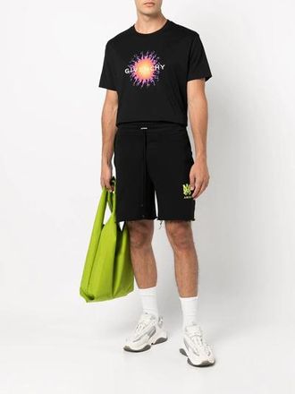 Amiri Mens MA Logo Printed Shorts in Black Cotton - Size Small