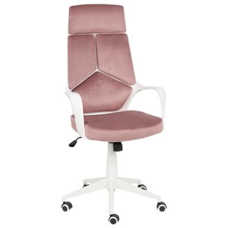 Beliani Silla De Oficina De Terciopelo Giratoria Con Altura Ajustable Reclinable Espuma Moldeada Por Inyecci&oacute;n Rosa Pastel Delight