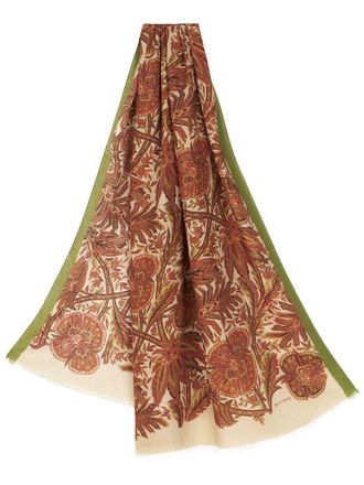 Etro floral-print cashmere-silk scarf - Red