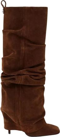 The Attico Bruine Stiletto Laarzen Rea - Dames - Laarzen met Hak - Bruin - 38 EU - Leer - Schoenen