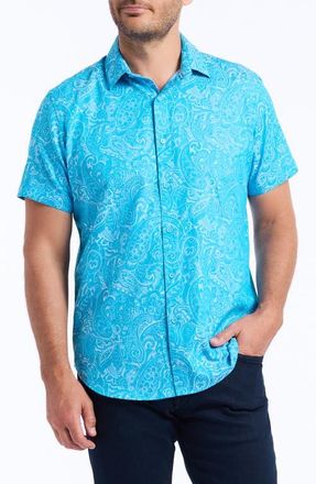 Robert Graham Hudson Short Sleeve Button-Up Shirt in Blue at Nordstrom, Size Xxx-Large